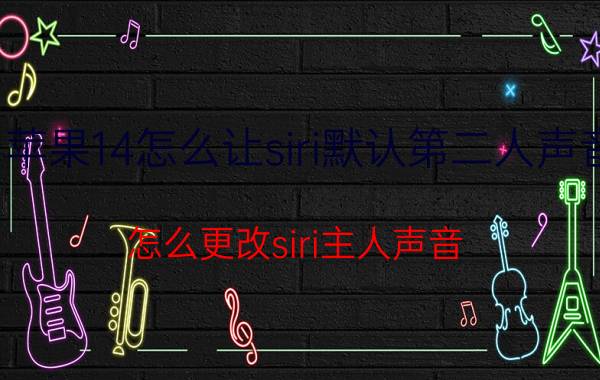 苹果14怎么让siri默认第二人声音 怎么更改siri主人声音？